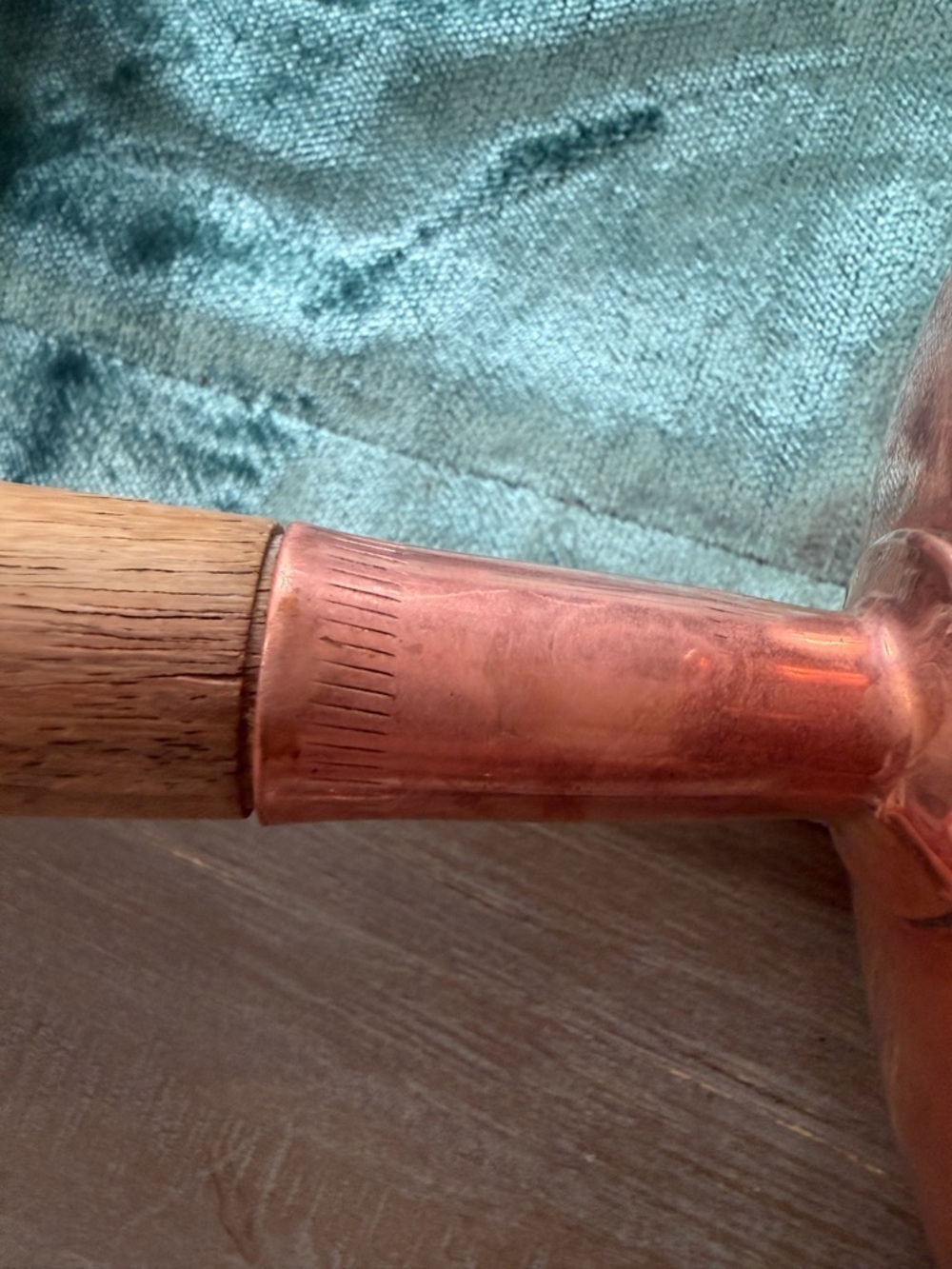 Copper Saucepan with Wooden Handle - Copper Finish Italian vintages - Picture 4 of 6